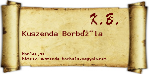 Kuszenda Borbála névjegykártya